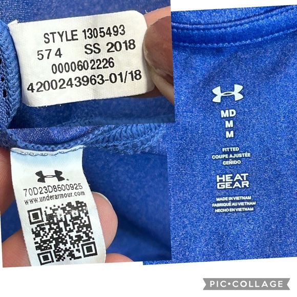 Under Armour Heathered blue long sleeve mesh cut-out back T-shirt Sz M - Picture 12 of 14